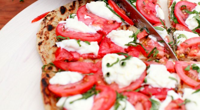 Grilled or Baked Pizza with Tomato and Burrata