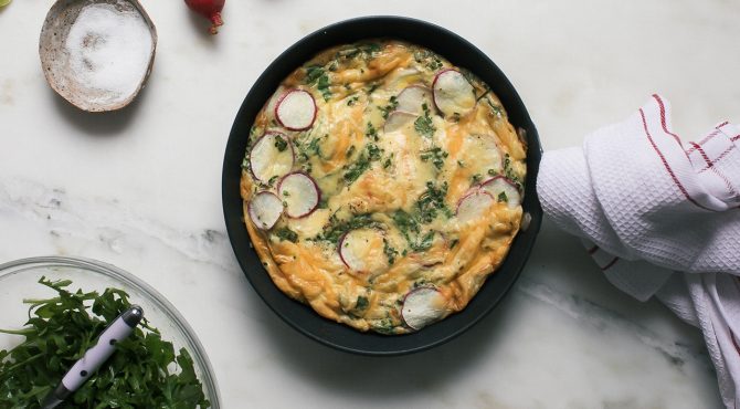 Spring Frittata with Radishes, Chives